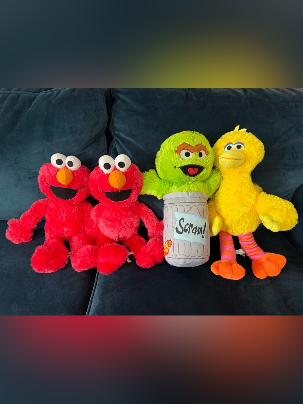 Seasame Street Plush Stuffed Animal Toys Lot Big Bird Elmo x2 Oscar Grouch